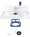 Must Have Router Table Lift Kit Featuring Smooth Adjustable Aluminum Platform And No Sweat Install Woodworking Insert Base Plate with tools.