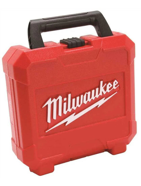 Milwaukee 13-piece hole saw kit case in red with black carrying handle