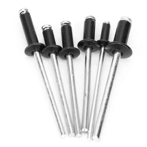 Aluminum Blind Rivets Kit 120 Pieces M2.4 M3 M3.2 M4 Sizes Black Smooth Head For Easy Quick Install In Auto Body Work Construction And DIY Projects Built For Cars Trucks Motorbikes