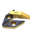 Heavy Duty Carbide Turning Indexable Inserts Vbmt160408 Pm4225 For Cnc Lathe Machine Metal Milling, three inserts showing detail.