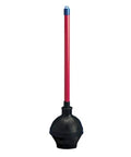 Built Tough Industrial Toilet Plunger Featuring A Massive Extended Cup And Nonstick Plastic Handle For Swift Clog Smashing And Zero Hassle Cleanup Commercial Grade Black Red Bulk Pack Of Twenty Four, showing red handle and black rubber cup.