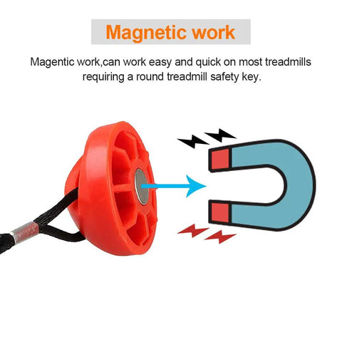 Magnetic Treadmill Safety Key Replacement Fits Most Treadmills Works With NordicTrack Weslo Golds Gym Freemotion HealthRider Easy Clip To Clothing For Quick Hands Free Stop And Reliable Security Lock red round ABS plastic safety key with cord