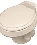 Low Profile Toilet With Full Size Residential Seat And Triple Jet Bowl Rinse Gravity Flush One Pint Per Flush Lightweight Polypropylene 301 Series Bone