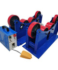 Beefed Up Workhorse Wheel Welding Tank Turning Rolls With Linkage Roller And Welding Positioner For Welding Equipment Support 3000 Kg Load Capacity 70 To 1200 Mm Diameter Range 370W Motor Adjustable Speed 150 To 1000 Mm Min. blue welding turning rolls with control box and foot switch