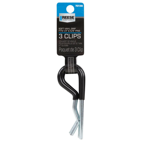 Heavy Duty Cotter Clip Set For Trailer Hitches 3 Pack Fits One Half Inch And Five Eighth Inch Pins Class 1 Through 4 Receiver Keeps Ball Mount Pin From Falling Out Durable Steel Construction, vinyl grip