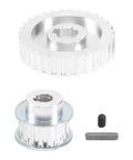 Heavy Duty Metal Synchronous Belt Pulley Gear Set Slick Timing Wheels Direct Swap Parts For CJ0618 Mini Lathe with two aluminum pulleys.