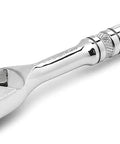 Chrome ratchet from 43 Piece 1/4 Inch Drive SAE And Metric Socket Set With Ratchet Quick Release 72-Tooth Mechanism Standard And Deep Sockets.