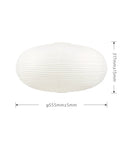 Large White Chinese Paper Ceiling Lamp Shade And Oval Pendant Light Cover With Vintage Round Chandelier Lantern Design, 555mm by 317mm.