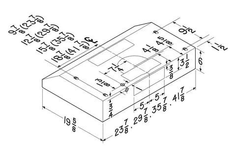 Technical diagram of Glacier 30-Inch Under-Cabinet Range Hood With Integrated Light And Exhaust Fan, dimensions shown