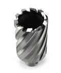 Oscarbide annular cutter, Amazon brand, front view, 1-5/8 in diameter, 3/4 in Weldon shank, 2 in depth.