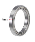10 Pack 6704ZZ Deep Groove Ball Bearings 20mm X 27mm X 4mm Chrome Steel Double Metal Shielded showing 4mm thickness.