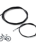 Premium Bike Brake Cable Kit With Housing For Mountain Vintage And 20 Inch Kids Bicycles, black cables and housing beside bike illustration.
