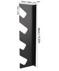 Top Shelf Heavy Iron Shovel And Rake Holder Wall Mounted Shed Tool Rack Rust Proof Open Design showing dimensions and profile.