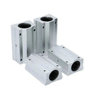 Runs Slick Long Type Linear Motion Ball Bearing Aluminum Slide Bushing Block For CNC Machines And 3D Printers, silver aluminum design.