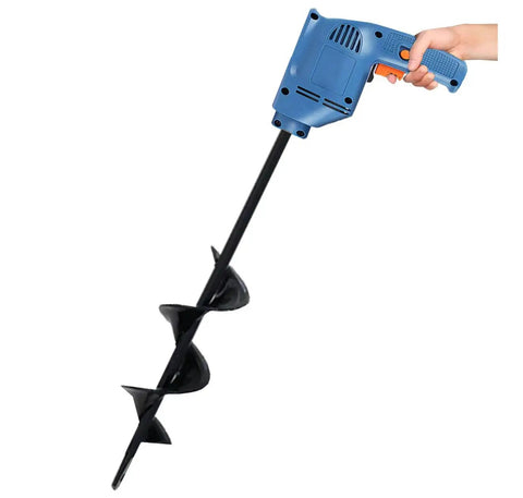 Rapid Planting Auger Drill Bit For Gardens Two By Eight Point Seven Inch Size With Three Eighth Inch Hex Drive shown with a drill