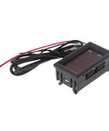 JAGTRADE 2-in-1 car thermometer and voltmeter with square LED display, black plastic housing and red/black wiring