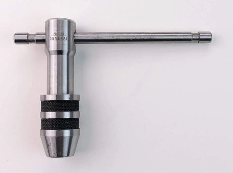 Two Piece Tap Wrench Set With Sliding T Handle And Reference Table For Zero To One Half Inch Taps Ideal For Precise Threading And Straight Holes