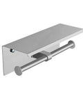 Toilet Paper Holder With Shelf Brushed Nickel Double Head Tissue Roll Holder 304 Stainless Steel Wall Mount For Bathroom Rustproof