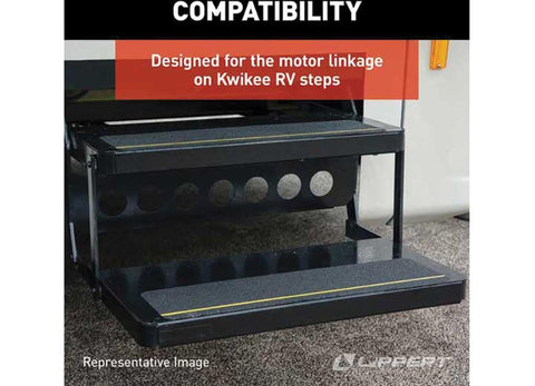 Kwikee RV motor linkage step compatibility with dark steel steps and safety grip design