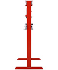 Heavy Duty 12 Ton Hydraulic Shop Press With Adjustable Work Table For Bearing Installation Metal Straightening Garage Tool showing a side view of the sturdy red H-frame design.