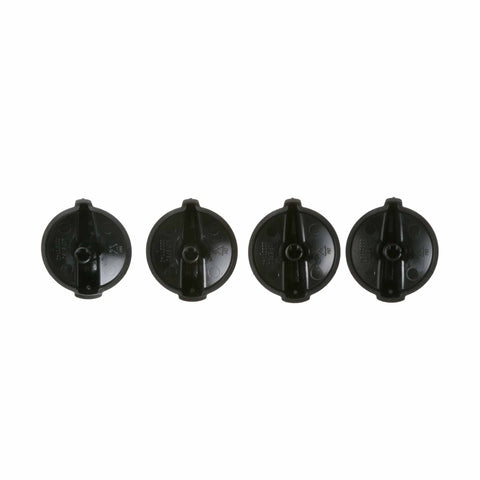 Four Black Range Surface Burner Knob Kit Four Pack No Fuss For Select Ranges Easy Install Replacement Knobs Durable OEM Style Stovetop Dial