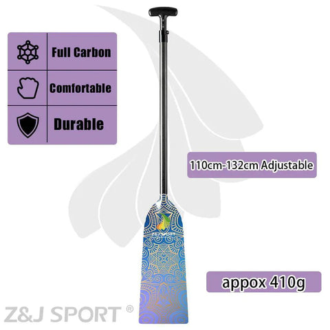 Beast Pro Grade Carbon Fiber Dragon Boat Paddle With Adjustable T Handle, IDBF Approved Race Paddle, Graphic Design, 43 To 52 Inches