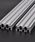 Two Pack 20 Series T Slot Aluminum Extrusion Profile 2060 39.4 Inch Anodized European Standard Linear Rail on black background