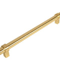 10 Pack Bulk Brushed Brass Cabinet Bar Handle Pull With 8 7/8 Inch Hole Centers in brushed brass solid steel, side view