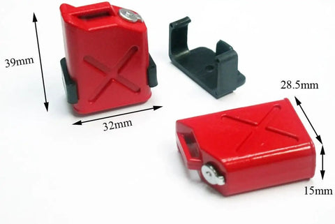 Beefy One Tenth RC Scale ABS Fuel Tank For Axial Wraith SCX10 Exo AX10 Trucks Pack Of 2 shown in red with dimensions