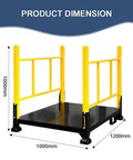 Product dimensions of Heavy Duty Steel Pallet Rack Built Rock Solid For Warehouses Stackable Industrial Storage Frame With Folding Guardrails.