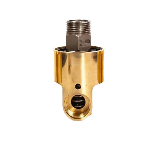High Pressure 360 Degree Rotary Joint for CNC Cooling Systems, 1 Inch Brass Swivel Coupling with Left Thread, Water Air Oil Universal Rotation Union DN25 HD25 Compatible, Heavy Duty Brass Construction for Lathes and Machining Centers, front view
