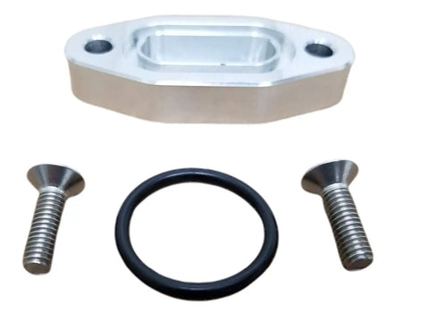 Billet One Eighth Inch NPT Oil Port for Turbo Oil Feed Line and Sensor Easy Install Adapter Plate with bolts and O-ring