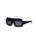 Solar Powered Auto Darkening Welding Glasses With Killer Panoramic View And Super Comfy Wraparound Fit shown from the side with dimensions.