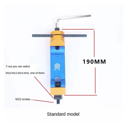 Heavy Duty CNC Mill Positioner Universal Adjustable Workpiece Stop For Lathe And Milling Machine Precision Locator Tool, 190mm, blue and gold design.