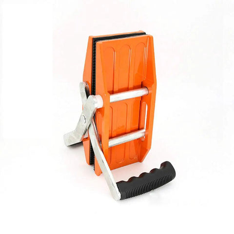 Heavy Duty Double Handed Stone Carrying Clamps With Grippy Rubber Handles For No Sweat 1.77 Inch Granite Lifting shown from the side.