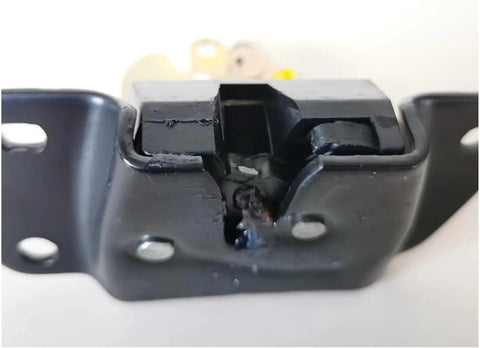 Close-up of Mitsubishi Montero Pajero Sport Trunk Liftgate Rear Door Lock Latch Actuator Replacement MR503021 for 1996-2004 models.
