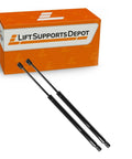 Top Shelf Two Pack Automotive Gas Strut Lift Supports For Toolbox Lid Replacement with two 17.0 inch black lift rods and packaging.