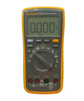 Front view of 17B Plus Pro Grade Digital Multimeter With Temperature And Frequency, Auto Manual Range, 4,000 Counts LCD, Measures AC DC Voltage, Current, Ohms, Capacitance, Includes Carrying Case, Great For Tech Projects And Home Repairs, showing large LCD display and measurement dial.