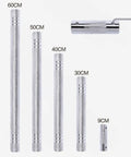 Home Gym Dumbbell To Barbell Connector with Ultra Precision Thread in solid steel, multiple sizes shown, 60cm to 9cm