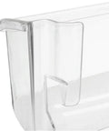 Close-up of a clear fridge door bin edge, Pack Of 2 Clear Fridge Door Bins 240323002 For Side By Side Refrigerators Replaces PS429725 AP2115742 Durable No Fuss Easy Slide For Stable Bottom Shelf Storage