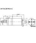 Technical drawing of Stainless Steel DC Gear Motor With Speed Encoder High Torque Micro Reducer 12V 500RPM Brush Motor Precision Encoder Feedback DIY Robotics Automation CNC Projects.