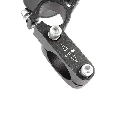 Close-up of TT Aero Bars For Triathlons And Road Cycling Aluminum Alloy Handlebars adjustable clamp with bolts, fits 25mm to 31.8mm.
