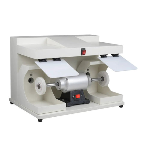 Rock Solid 550W Dual Head Bench Grinder With Straight Up 2800 Rpm Copper Motor And Bright Led Work Light for smooth metal finishing.