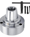 Heavy Duty 5C Collet Chuck For Lathe Machines With 0.0006 TIR Precision Accuracy And Durable Machined Construction showing a shiny machined part and accessories.
