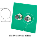 D Code M12 4 Pin Bulkhead Connector Beefy Shielded IP67 Female To Female Panel Mount Pack Of Two shown with panel cutout size