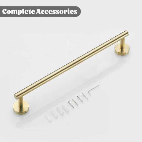 Budget Friendly Brushed Gold Bathroom Hardware Set 5 Piece Wall Mount Includes Towel Bar Toilet Paper Holder Towel Ring And 2 Robe Hooks Modern Durable Bath Accessories For Easy Install
