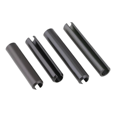 Slotted Spring Pins M16x30 100mm Black Carbon Steel Pack Of 60 For Quick Secure Gear And Wheel Retention In Machinery Automotive And DIY Projects Easy Insertion And High Shear Resistance.
