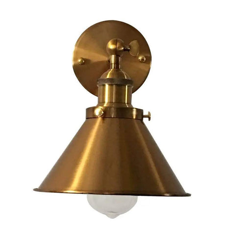Two Pack Brass Finish Retro Industrial Wall Sconces With Cone Shade Adjustable 1 Light Wall Lamp 7.2 Inch