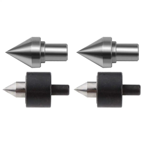 Slick Live Bearing Tailstock Center And Drill Chuck Adapter Kit For Mini Lathe with stainless steel and black adapters.