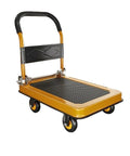 Heavy Duty Platform Cart Steel Push Hand Truck With 1100 LB Capacity Large 28.7 X 18.8 Inch Flatbed 4 Inch Swivel Wheels For 360 Degree Mobility Ideal For Warehouse Shop Garage And Moving Heavy Loads, yellow steel flatbed cart